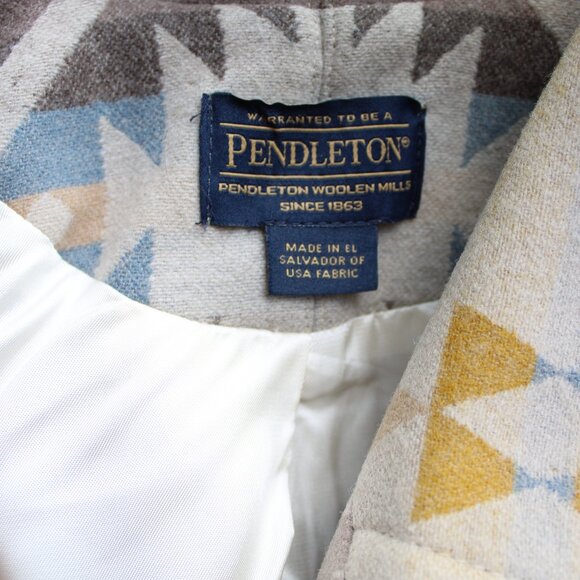 PENDLETON jacket coat Navajo Aztec wool blanket cloak White Sands Southwest M - Picture 11 of 11